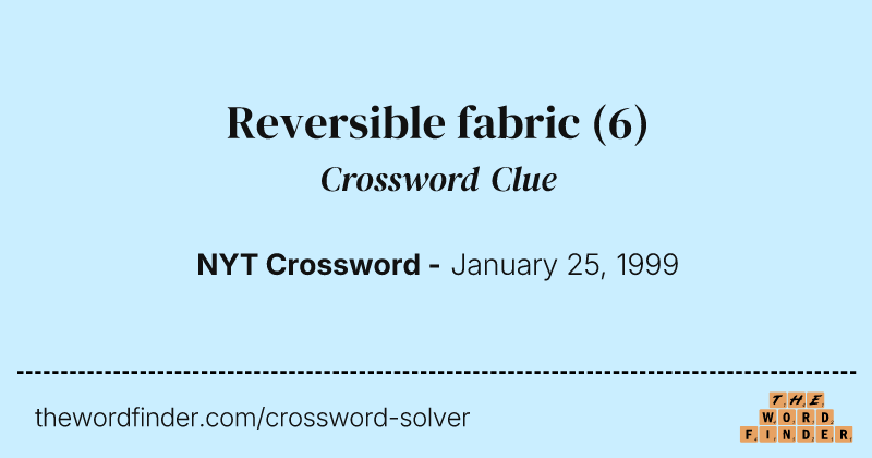 Reversible fabric crossword clue image