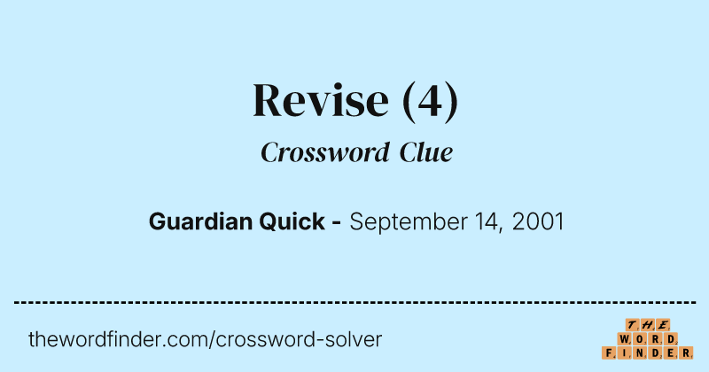 Revise crossword clue image