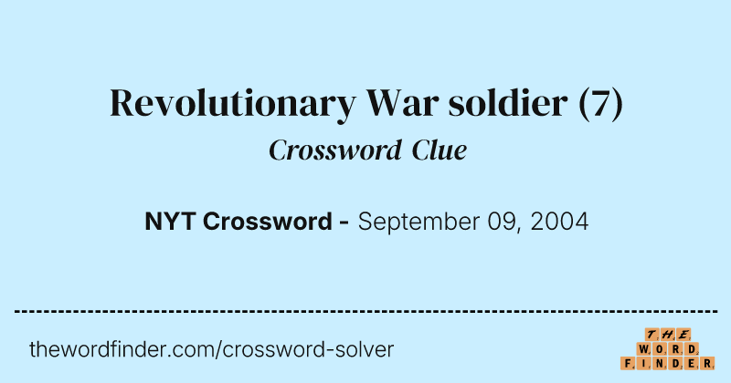 Revolutionary War soldier crossword clue image