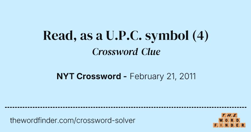 Read, as a U.P.C. symbol crossword clue image