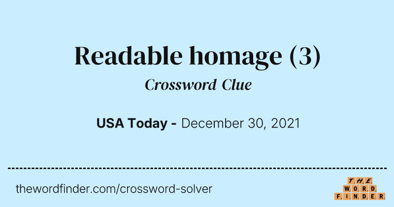 Readable homage crossword clue image