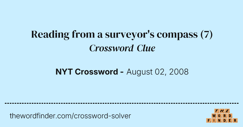 Reading from a surveyor's compass crossword clue image