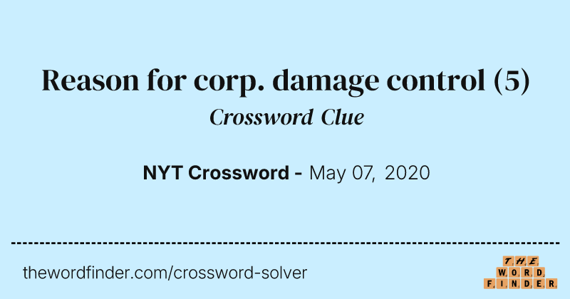 Reason for corp. damage control crossword clue image