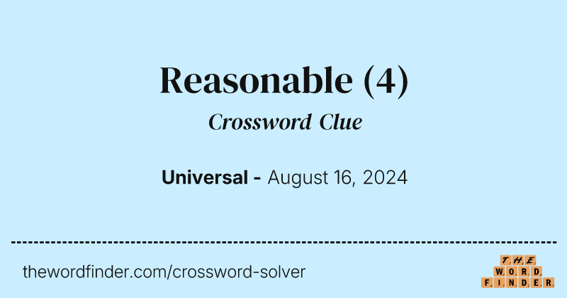 Reasonable crossword clue image