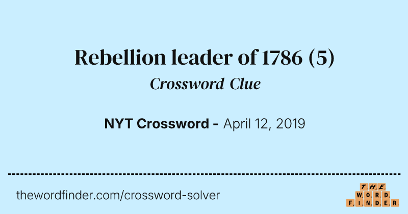 Rebellion leader of 1786 crossword clue image