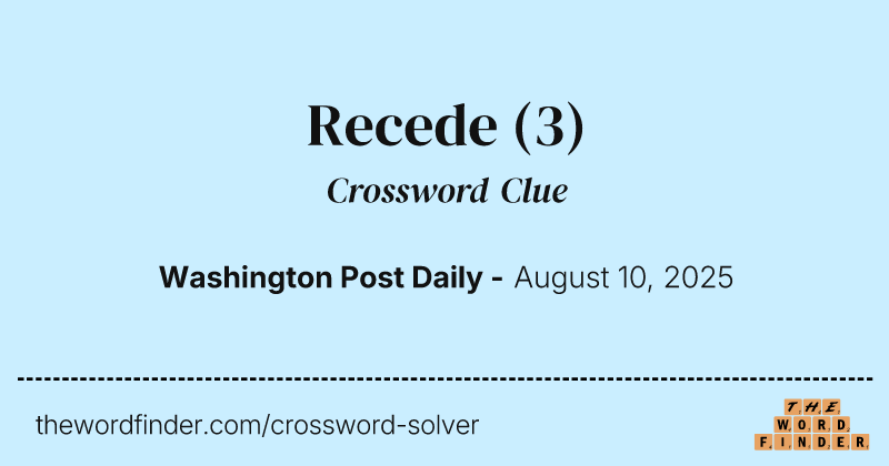 Recede crossword clue image