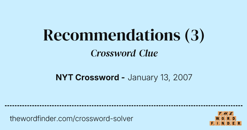 Recommendations crossword clue image