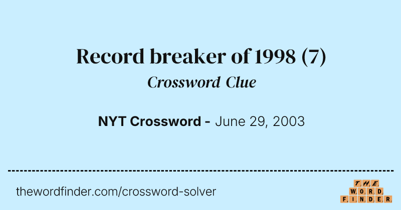 Record breaker of 1998 crossword clue image