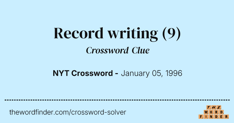 Record writing crossword clue image