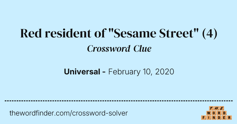 Red resident of "Sesame Street" crossword clue image