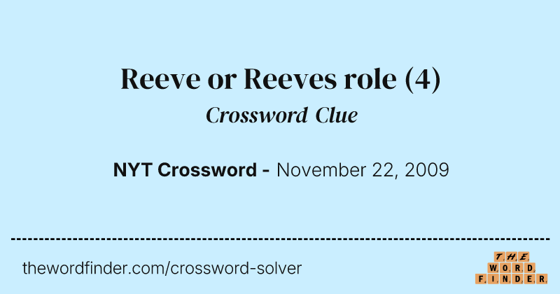 Reeve or Reeves role crossword clue image
