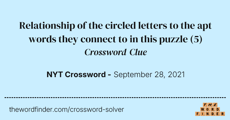 Relationship of the circled letters to the apt words they connect to in this puzzle crossword clue image