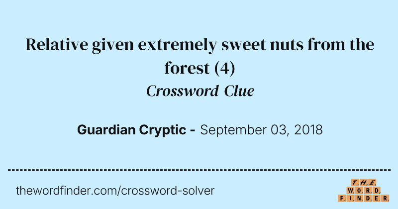 Relative given extremely sweet nuts from the forest crossword clue image