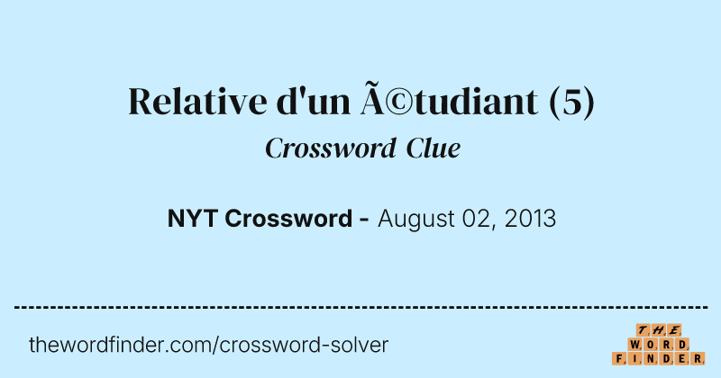 Relative d'un étudiant crossword clue image