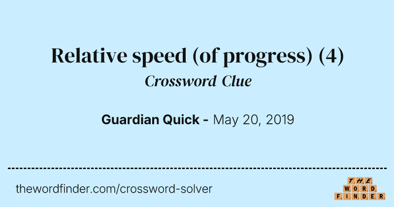 Relative speed (of progress) crossword clue image