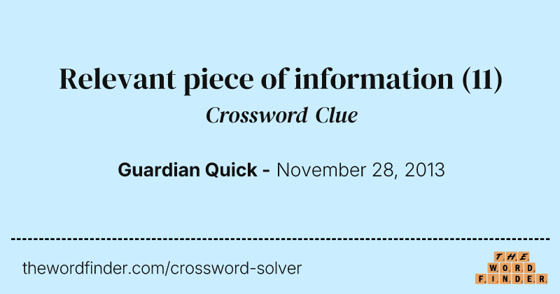 Relevant piece of information crossword clue image