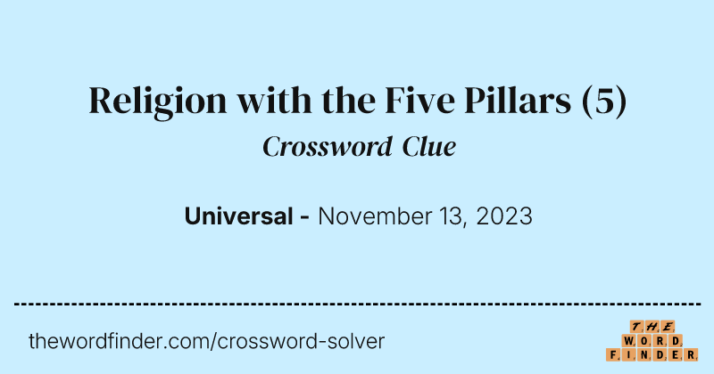 Religion with the Five Pillars crossword clue image