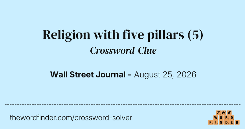 Religion with five pillars crossword clue image