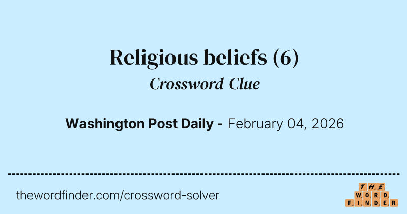 Religious beliefs crossword clue image
