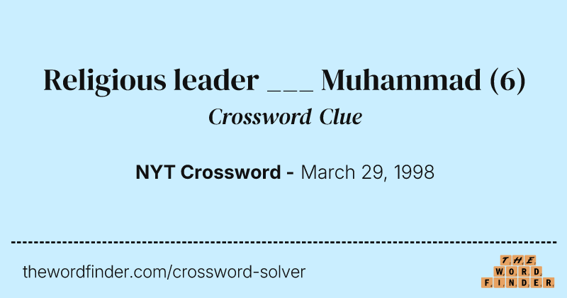 Religious leader ___ Muhammad crossword clue image