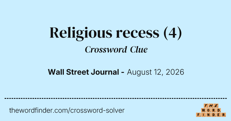 Religious recess crossword clue image
