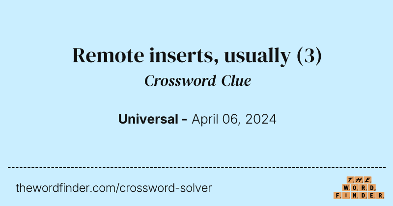 Remote inserts, usually crossword clue image
