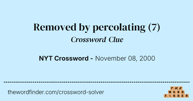 Removed by percolating crossword clue image