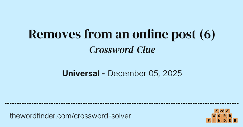 Removes from an online post crossword clue image