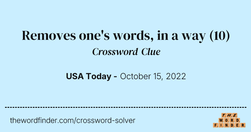 Removes one's words, in a way crossword clue image