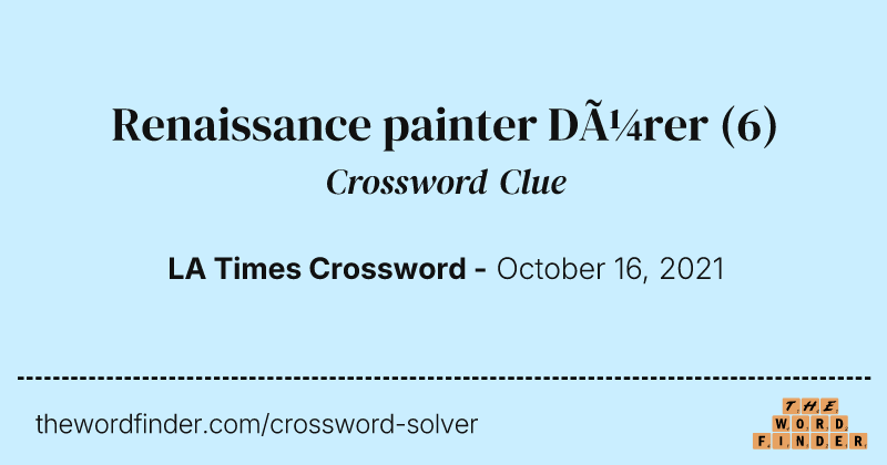 Renaissance painter Dürer crossword clue image