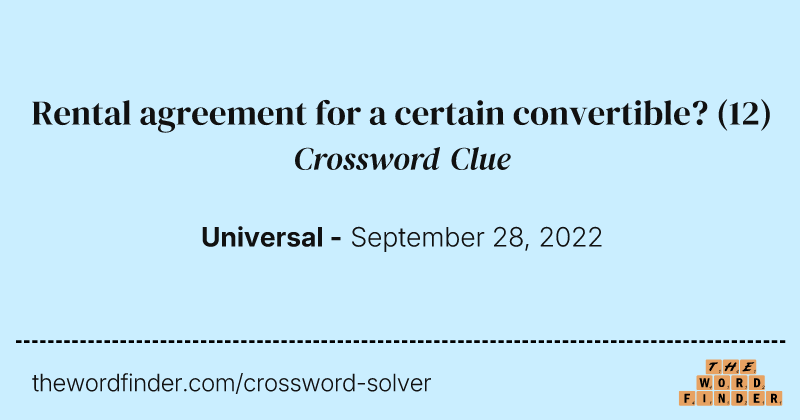 Rental agreement for a certain convertible? crossword clue image