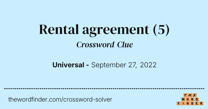 Rental agreement crossword clue image