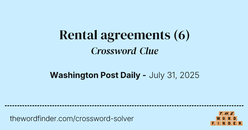 Rental agreements crossword clue image