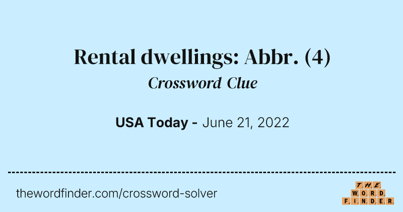 Rental dwellings: Abbr. crossword clue image