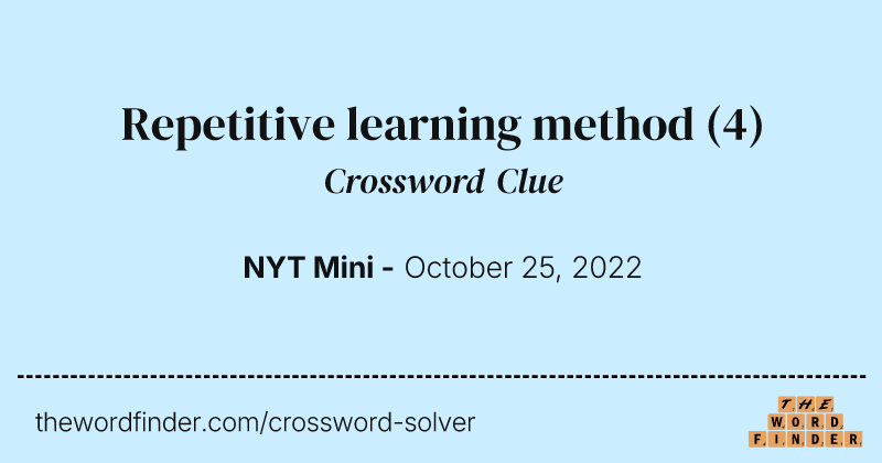 Repetitive learning method crossword clue image