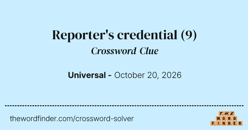 Reporter's credential crossword clue image