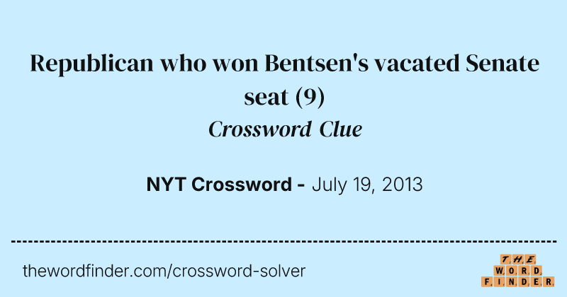Republican who won Bentsen's vacated Senate seat crossword clue image