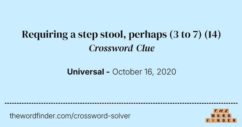 Requiring a step stool, perhaps (3 to 7) crossword clue image