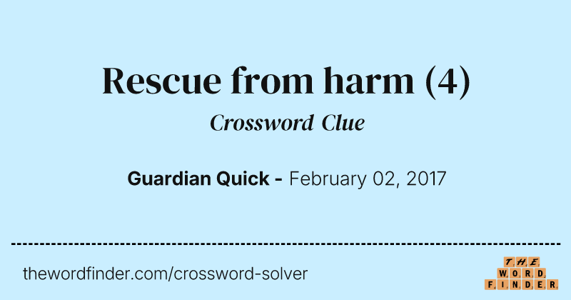 Rescue from harm crossword clue image