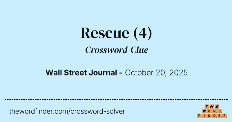 Rescue crossword clue image