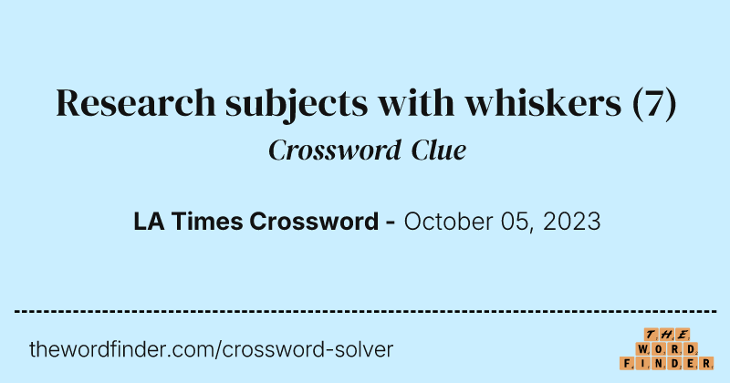 Research subjects with whiskers crossword clue image