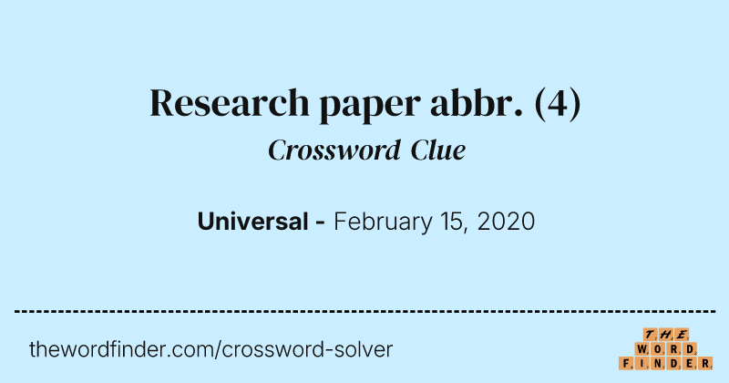 Research paper abbr. crossword clue image