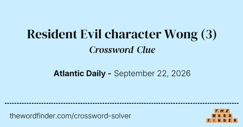 Resident Evil character Wong crossword clue image