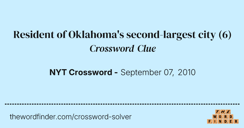 Resident of Oklahoma's second-largest city crossword clue image