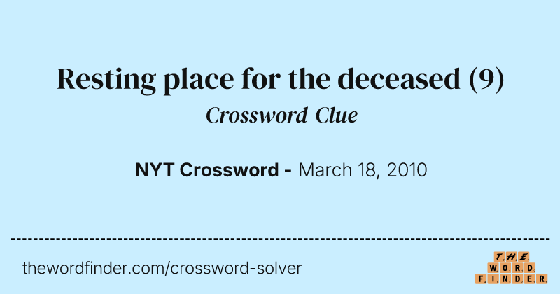 Resting place for the deceased crossword clue image