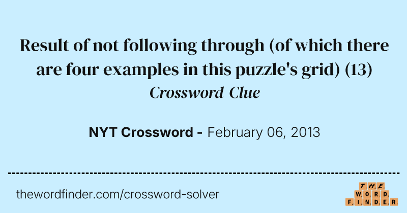 Result of not following through (of which there are four examples in this puzzle's grid) crossword clue image