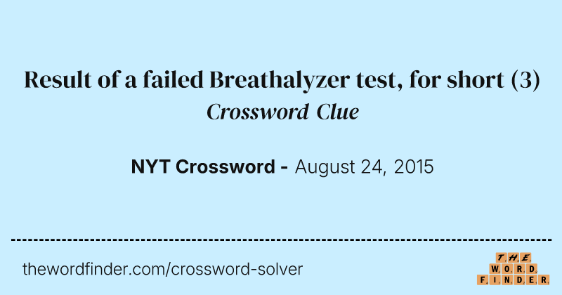 Result of a failed Breathalyzer test, for short crossword clue image