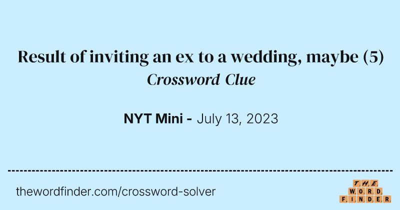 Result of inviting an ex to a wedding, maybe crossword clue image