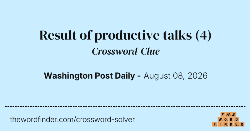 Result of productive talks crossword clue image