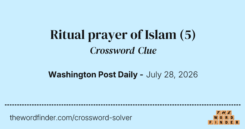 Ritual prayer of Islam crossword clue image